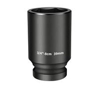 3/4-inch Drive Impact Socket, 1PC 39×80mm 6-Point CR-Mo Steel Deep Socket, Phosphated Rust Prevention Heavy-Duty Socket for Auto Repair