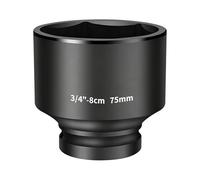 3/4-inch Drive Impact Socket, 1PC 75×80mm 6-Point CR-Mo Steel Deep Socket, Phosphated Rust Prevention Heavy-Duty Socket for Auto Repair