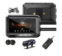 3.4 Inch IPS Touch Screen Motorcycle Dash Cam,Dual Lens HD 1080P,GPS Navigator Waterproof IP67 WiFi Driving video recording, Wireless screen Carplay/Android Auto projection,Tire Pressure Monitoring