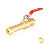3/4 Inch Push Fit Ball Valve with Drain - Lead Free Brass Full Port Shut Off Valve for Copper, PEX, CPVC Pipe Plumbing(1pack Slip Ball Valve)
