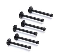 3/4" Industrial Black Iron Pipe Shelf Brackets, Rustic Wall Mounted DIY Shelving Brackets Hanging Custom Pipe Brackets for Floating Shelves (6, 8")