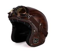 3/4 Jet Helmet Motorcycle with Windshield Classic Fashion Open-face Helmets Suitable for Scooters Modified Vehicles Electric Bikes Brown L/59-60cm