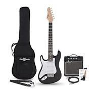 3/4 LA Left Handed Electric Guitar Black, 10W Guitar Amp & Accessory Pack | For Younger Left-Handed Beginners, Player-Friendly Comfortable Design, Portable Amp with Headphone Output, Gig Bag Included