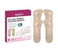 3/4 Leather Arch & Metatarsal Support Insoles, Beige, 2 Pair, M | Dual arch & forefoot pressure relief, slim 3/4 length fits dress shoes & sneakers, leather top with anti-slip adhesive