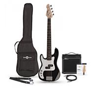 3/4 Left Handed LA Bass Guitar Black 15W Bass Amp Pack