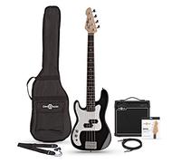 3/4 Left Handed LA Bass Guitar Black, 15W Bass Amp Pack