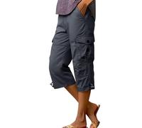3/4 Length Cargo Hiking Shorts Women Ladies Classic Cotton Combat Heavy Duty Ripstop Work Utility Half Pants Summer Casual Bermuda Walking Shorts with Multi Pockets