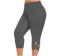 3/4 Length Leggings for Women Plus Size High Waisted Cropped Trouser Style Yoga Pants Slim Fit Solid Plain Pedal Pushers Ladies Oversized Capri Stretchy Trousers