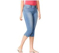 3/4 Length Pull On Cut Off Ladies Capri Stretchy Jeans Cropped Jeggings For Women Uk High Waist-Denim Legging Summer Trouser Three Quarter Smart Straight Elasticated Waist Chino Bottoms With Pocket