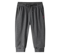 3/4 Length Shorts for Men UK Straight Leg Plain Pants Below Knee Bottoms with Pockets Capri Long Short Drawstring Elastic Waist Beach Pant Elastic Millitary Workout Hiking Trouser 2026
