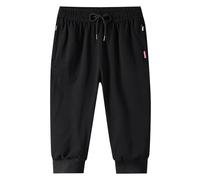 3/4 Length Shorts for Men UK Straight Leg Plain Pants Below Knee Bottoms with Pockets Capri Long Short Drawstring Elastic Waist Beach Pant Elastic Millitary Workout Hiking Trouser 2026