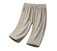3/4 Length Summer Trousers, Ladies Cropped Pants Capri Trousers High Waisted Pant Hiking Trouser Quick Drying Casual Trouser Outdoor Cool Pant Loose Fit Breathable Gym Pants with Pockets Khaki
