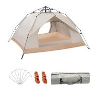 3-4 Man Ultralight Dome Camping Tent, Pop Up Tent for Adults, Portable Beach Tent Sun Shelter Lightweight Camping Tent for Waterproof Windproof UV Double Layer, Trekking, Camping, Adventure off white