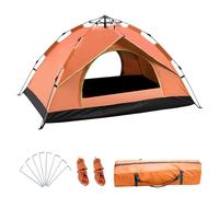 3-4 Man Ultralight Dome Camping Tent, Pop Up Tent for Adults, Portable Beach Tent Sun Shelter Lightweight Camping Tent for Waterproof Windproof UV Double Layer, Trekking, Camping, Adventure orange