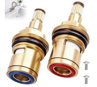 3/4 Mixer Tap Cartridge Replacement Valves 2Pcs,1/4 Turn 20 Teeth Brass Ceramic Stem Disc Cartridge Faucet Compatible with Franke Olympus, Spring G Filterflow, SP3561 1427R 3561R with Screws