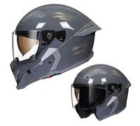 3/4 Motorcycle Helmet with Two Different Wearing Methods Full-Face Helmet with Detachable Chin Suitable for All Seasons Unisex ECE Certified Six Ventilation Ports Lightweight Stylish E,XL58~59CM