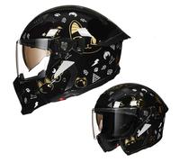 3/4 Motorcycle Helmet with Two Different Wearing Methods Full-Face Helmet with Detachable Chin Suitable for All Seasons Unisex ECE Certified Six Ventilation Ports Lightweight Stylish F,L56~57CM