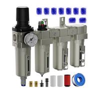 3/4" NPT 4 Stage Air Dryer for Compressor, Industrial Air Compressor Water Separator System with Double Moisture Separation, Coalescent Filter, Desiccant Dryers