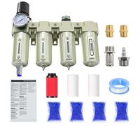 3/4" NPT Industrial Grade 4 Stage Air-Dryer-for-Compressor, Air Compressor Water Separator System for Plasma Cutter and Paint Spray, 3Filter&1Dryer System,Auto Drain