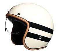 3/4 Open Face Adult Helmet for Cruiser Scooter Moped Cafe Racer Retro Vintage Street Bike Motorcycle Helmet DOT/ECE Approved with Clear Visor for Men Women,White Line,XL