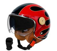 3/4 Open Face Motorbike Helmet, Vintage Scooter Motorcycle Jet Half Helmet, with Double Goggles Comfort Lining Earmuffs, DOT/ECE Certified, for Adult Men Women(Z2,L/59~60CM)