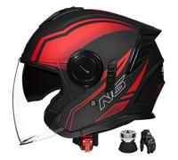 3/4 Open-Face Motorcycle Half Helmet With Down-Draft Dual Visors, Open Design, Ece Certified, Suitable For Scooters And Mopeds. H,2XL:63-64CM