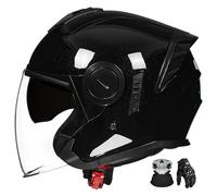 3/4 Open-Face Motorcycle Half Helmet With Down-Draft Dual Visors, Open Design, Ece Certified, Suitable For Scooters And Mopeds. E,2XL:63-64CM