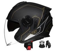 3/4 Open-Face Motorcycle Half Helmet With Down-Draft Dual Visors, Open Design, Ece Certified, Suitable For Scooters And Mopeds. F,2XL:63-64CM