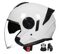 3/4 Open-Face Motorcycle Half Helmet With Down-Draft Dual Visors, Open Design, Ece Certified, Suitable For Scooters And Mopeds. C,2XL:63-64CM