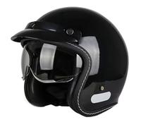 3/4 Open Face Motorcycle Helmets German Style Half Shell Helmet DOT/ECE Approved, Motorbike Crash Half Helmet For Adult Men And Women Black2, XL:61-62CM