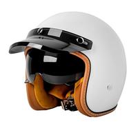 3/4 Open Face Motorcycle Helmets Vintage, German Style Half Shell Helmet ECE Certified Half Face Motorcycle Helmet With Sun Visor, For Scooter Cruiser Moped J01,M:55-56cm