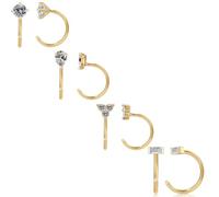 3-4 Pairs 14K Gold Stay Close Hoop Huggie Half Hoop Earrings Minimalist Tiny Cartilage Helix Open Hugging for Women Hypoallergenic 316L Stainless Steel Jewelry Set Trending Valentine's Day Gifts (A29