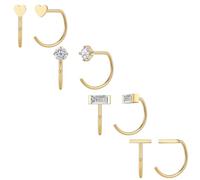3/4 Pairs 14K Gold Stay Close Hoop Huggie Half Hoop Earrings Minimalist Tiny Cartilage Helix Open Hugging for Women | Hypoallergenic 316L Stainless Steel Jewelry Set Trending Valentine's Day Gifts