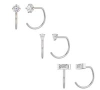 3/4 Pairs 14K Gold Stay Close Hoop Huggie Half Hoop Earrings Minimalist Tiny Cartilage Helix Open Hugging for Women | Hypoallergenic 316L Stainless Steel Jewelry Set Trending Valentine's Day Gifts