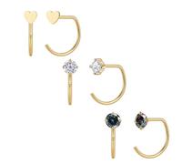 3/4 Pairs 14K Gold Stay Close Hoop Huggie Half Hoop Earrings Minimalist Tiny Cartilage Helix Open Hugging for Women | Hypoallergenic 316L Stainless Steel Jewelry Set Trending Valentine's Day Gifts