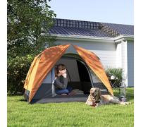 Outsunny 3-4 Person Camping Tent, Easy Set Up 3-4 Man Tent w/Sewn-in Groundsheet, Waterproof Dome Tent w/Mesh Windows, Pocket and Hook for Camping, Hiking, Backpacking, Olive Green and Grey