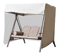 3-4 Seater Garden Swing Cover - Waterproof Oxford Fabric UV Resistant Windproof Design Double Zipper Outdoor Protection (Coffee Color)