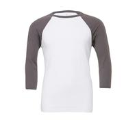 3/4 Sleeve Baseball T-Shirt Bella + Canvas Blanc XS