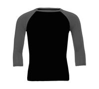 3/4 Sleeve Baseball T-Shirt Bella + Canvas Noir XS