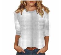 3/4 Sleeve Shirts for Womens Summer Tops Striped Crewneck Business Casual Tops Loose Three Quarter Length Work Blouses Plus Size T-Shirts Teen Girls Y2k Going Out Tees Streetwear