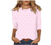 3/4 Sleeve Shirts for Womens Summer Tops Striped Crewneck Business Casual Tops Loose Three Quarter Length Work Blouses Plus Size T-Shirts Teen Girls Y2k Going Out Tees Streetwear