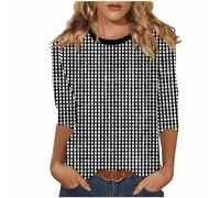 3/4 Sleeve Shirts for Womens Summer Tops Striped Crewneck Business Casual Tops Loose Three Quarter Length Work Blouses Plus Size T-Shirts Teen Girls Y2k Going Out Tees Streetwear