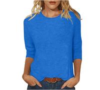3/4 Sleeve Tops for Women Elegant Henry T Shirts for Women Summer Autumn Crewneck Short Sleeve Basic Jumper Tops Loose Fit Sweatshirts Daily Work Wear