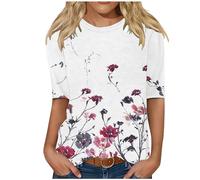 3/4 Sleeve Tops for Women Elegant Henry T Shirts for Women Summer Autumn Crewneck Short Sleeve Basic Jumper Tops Loose Fit Sweatshirts Daily Work Wear