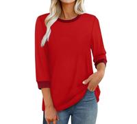 3/4 Sleeve Tops for Women UK Dressy Casual Floral Printed Relaxed Fit Crew Neck Elbow Length T Shirts Elegant Three Quarter Sleeve Petite Tops Blouses Tee Shirt Office Work Ladies Tunic Top