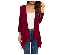3/4 Sleeve Tops for Women UK Ladies Tops Beach Cover Ups Black Blouses for Women UK Ladies Tunic Tops Tshirt Cotton Women 3/4 Sleeve Tshirt(2-Wine,3XL)
