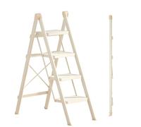 3/4 - Step Folding Ladder, Portable Sturdy Steel Ladder, Space - Efficient, Anti - Slip Platforms, Multipurpose For Home Maintenance,Beige(4 step)