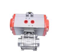 3/4" Three Piece High Platform Pneumatic Ball Valve 304 Stainless Steel Q611F-16P Double Acting Cylinder