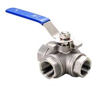 3/4" Three Way T-L Type Stainless Steel 304 Ball Valve DN20 BSPT Threaded End Industrial Grade for Plumbing and Pneumatic Systems(L Type)
