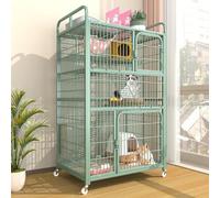 3/4-Tier Cat Cage Indoor Enclosure, Large Catio for Cats Indoor Outdoor Enclosure on Wheels, Balcony Cat Playpen with Platforms, Ideal for Safe Play and Relaxation, Green(70 * 55 * 112cm)
